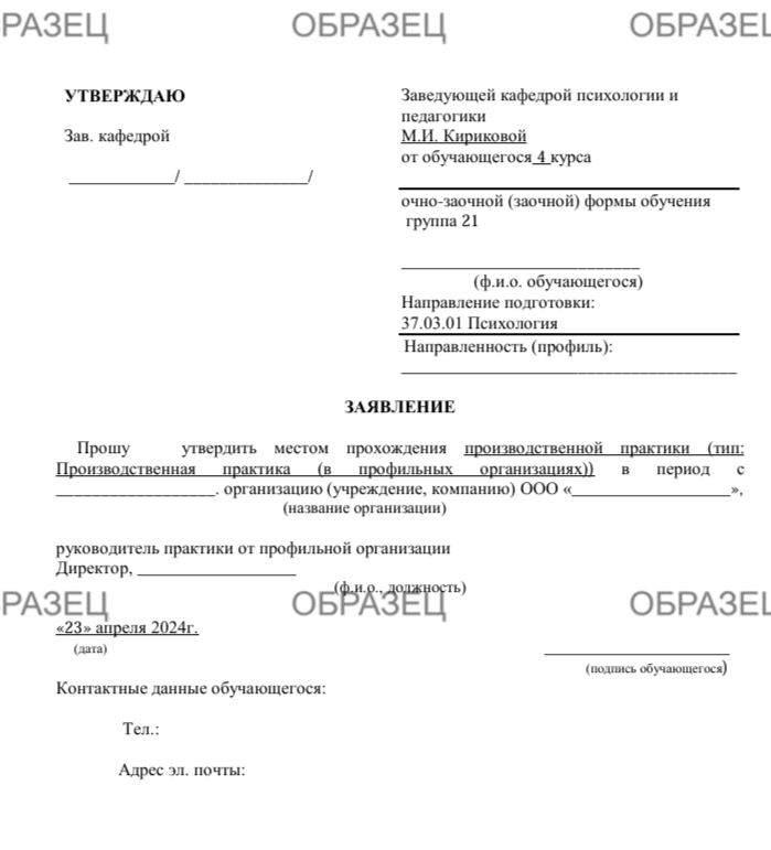 производственная практика пример
